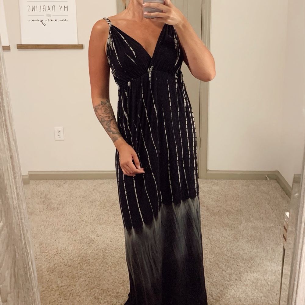 Black and Gray Maxi Dress